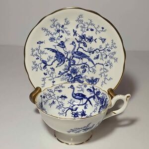 Coalport Teacup and Saucer Cairo Blue Birds Vintage